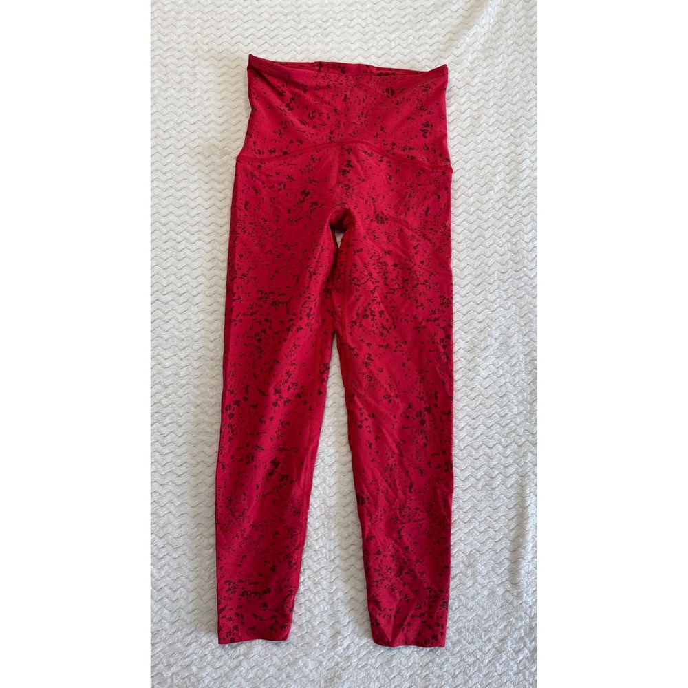 Spanx Booty Boost High Waisted Leggings Red Black Splatter Print Small 4453